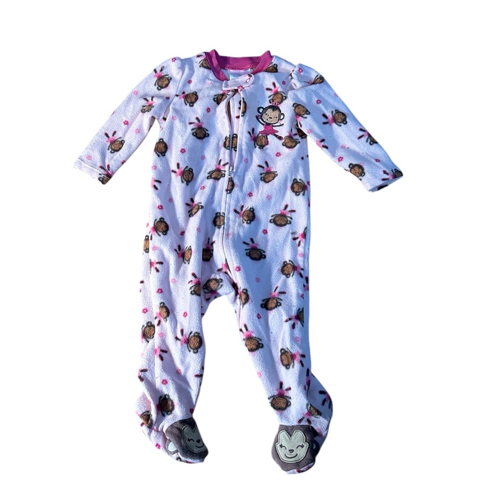 Adorable Purple Kids One Piece with Monkey Print